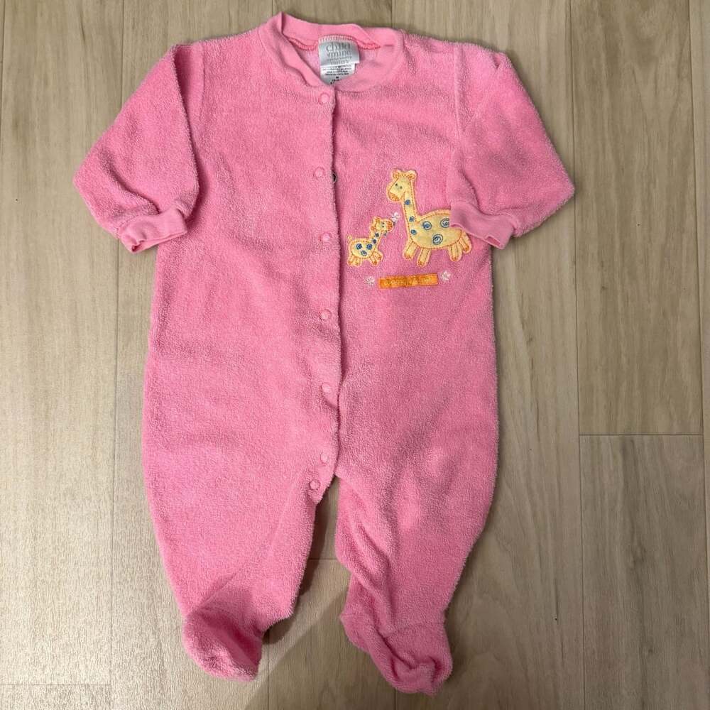 Vintage Child of Mine Carter’s Pink Giraffe Terry Footed Sleeper